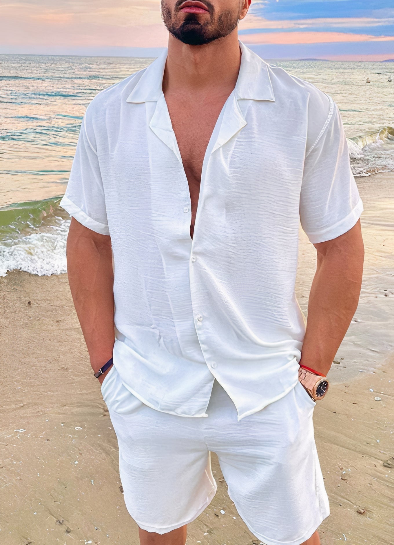 Elegant linen summer set for men - Rommy