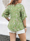 Women's - Oversized Linen Blouse - Floral Pattern, Tassels & V-Neckline - Stylish Summer Essential