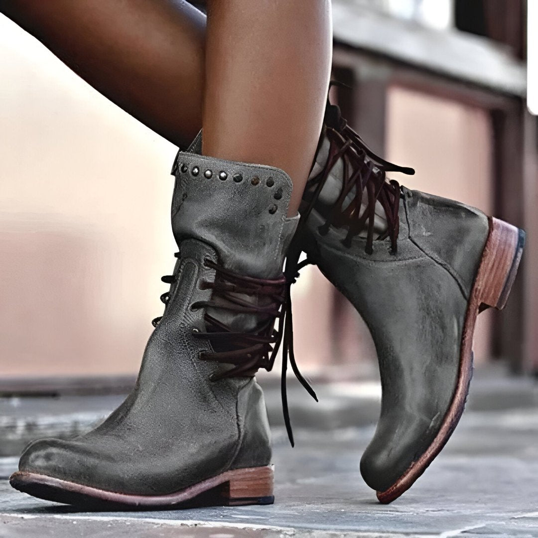 Comfortable lace-up boots in vegan leather
