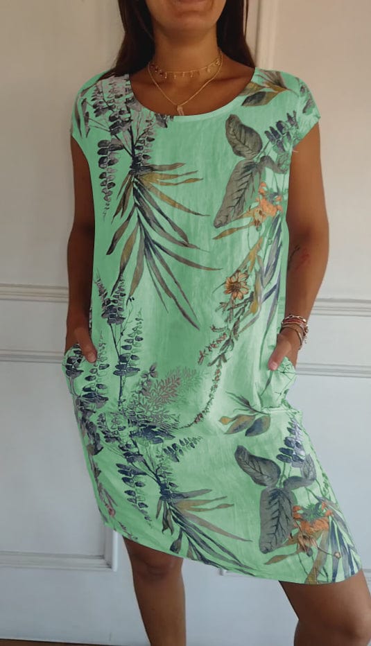 Women's Printed Round Neck Dress | Mini