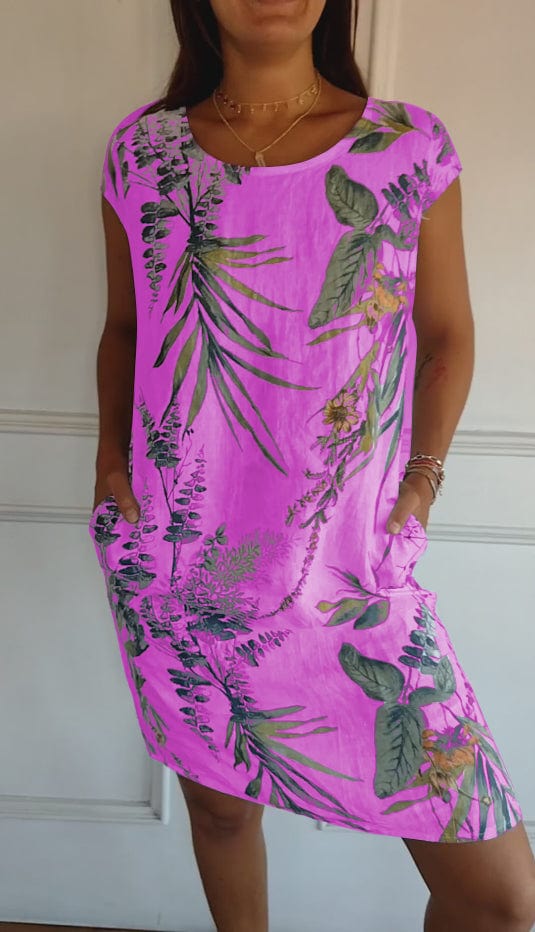 Women's Printed Round Neck Dress | Mini