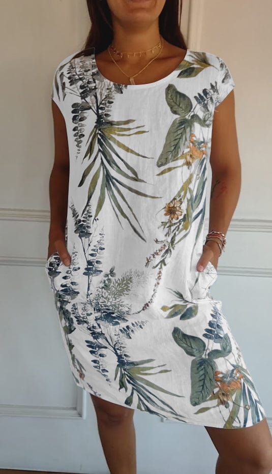 Women's Printed Round Neck Dress | Mini