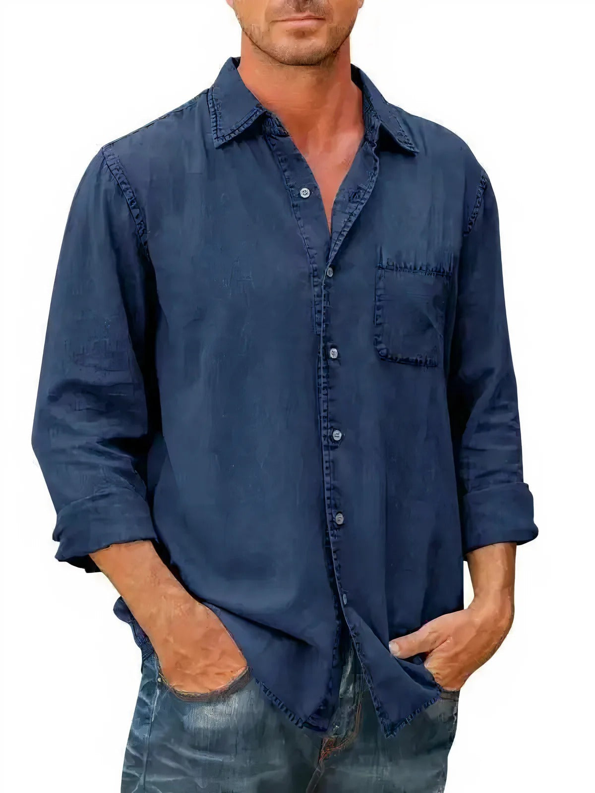 Long-sleeved denim shirt for men | Ideal for summer