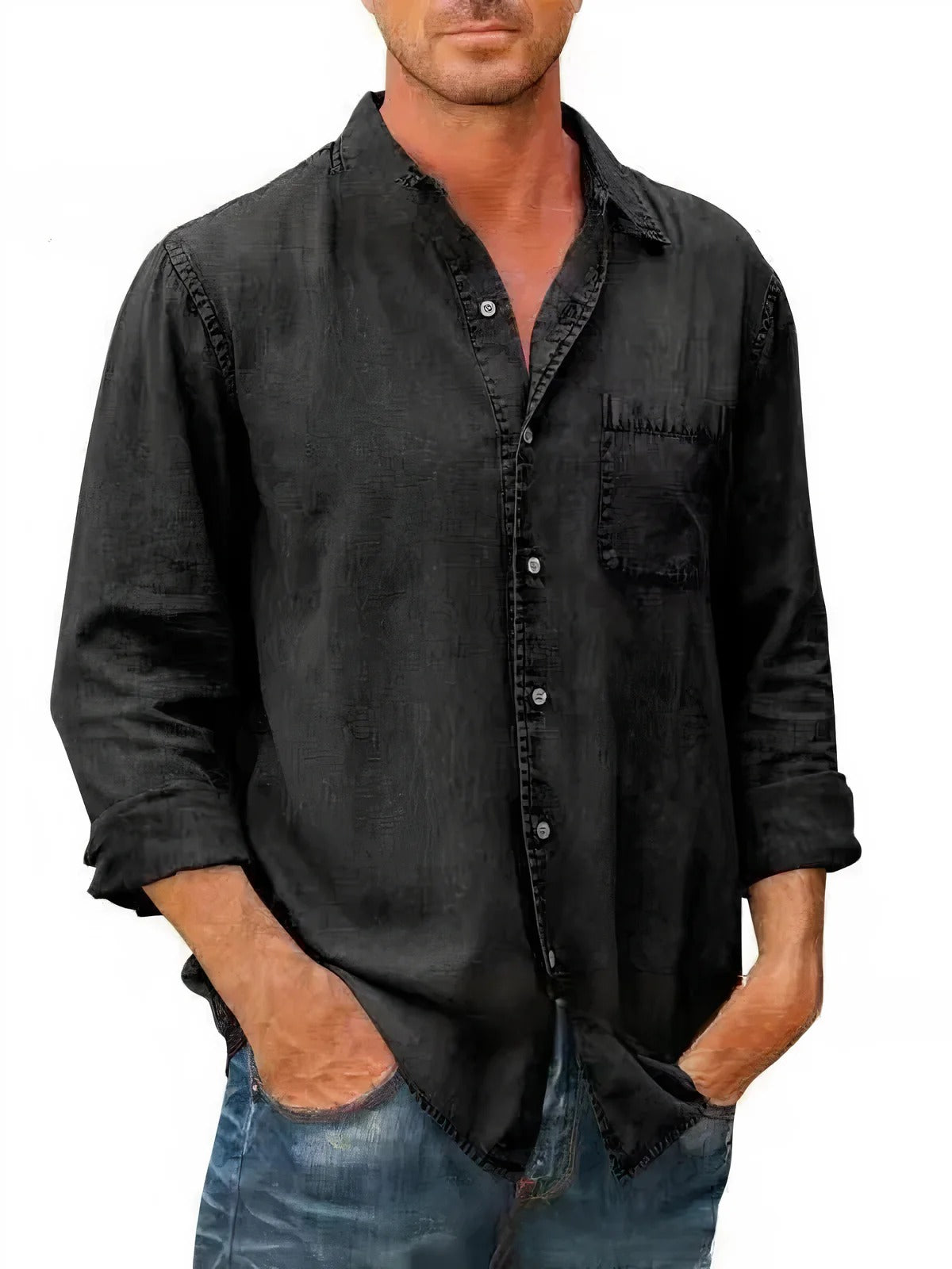 Long-sleeved denim shirt for men | Ideal for summer
