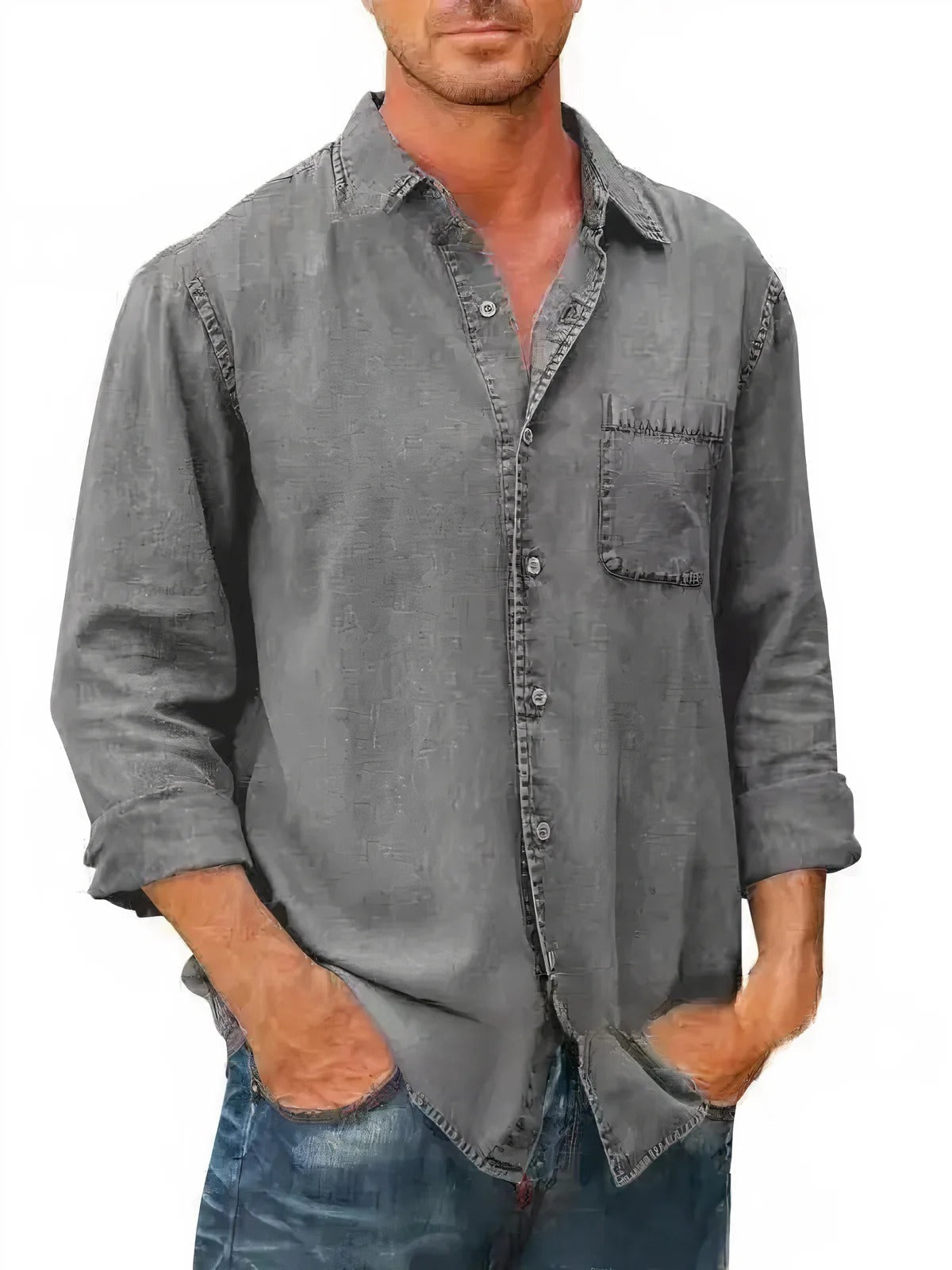 Long-sleeved denim shirt for men | Ideal for summer