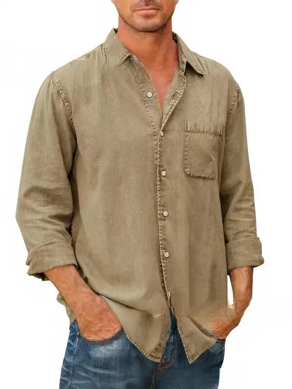 Long-sleeved denim shirt for men | Ideal for summer
