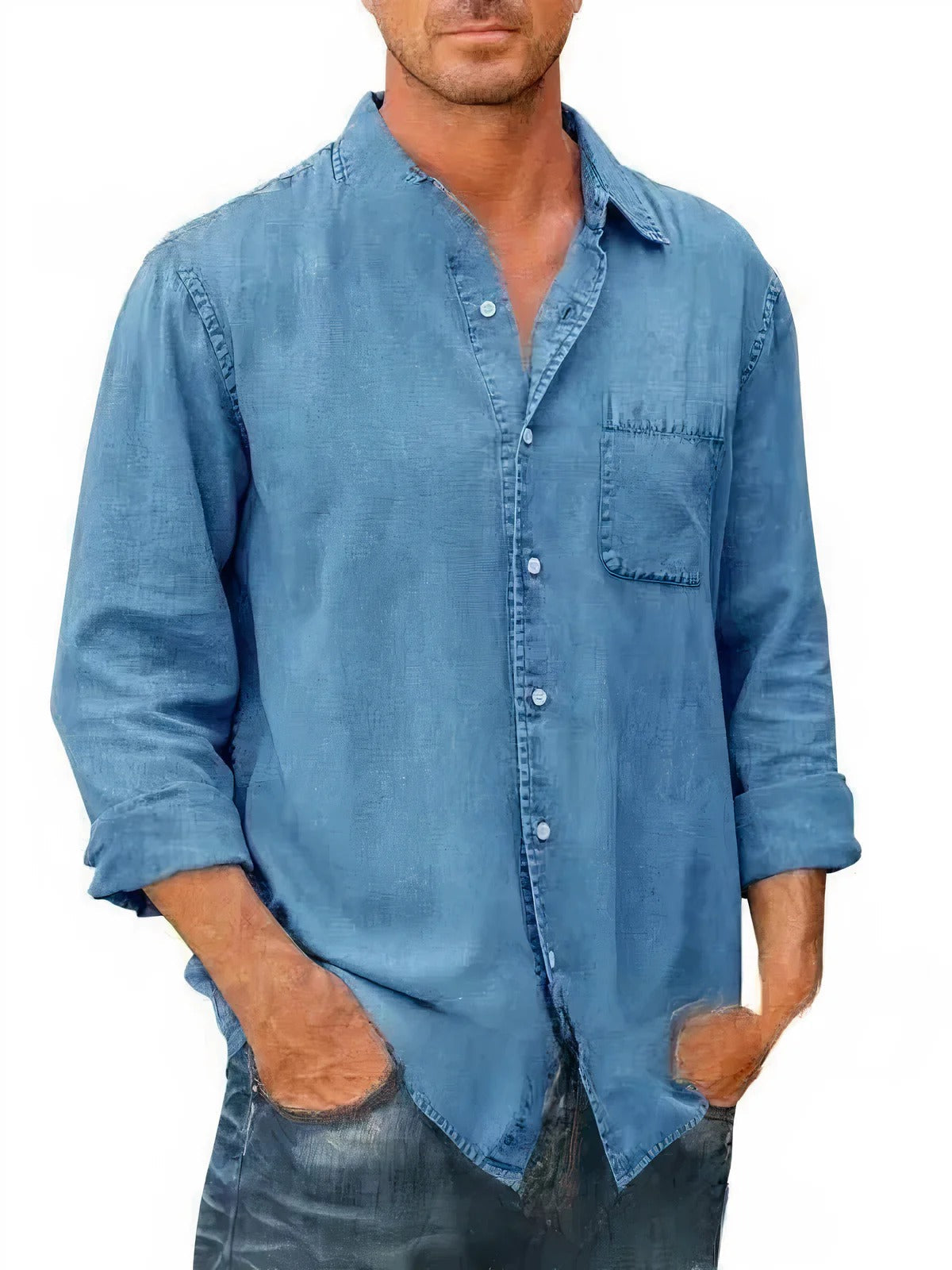 Long-sleeved denim shirt for men | Ideal for summer