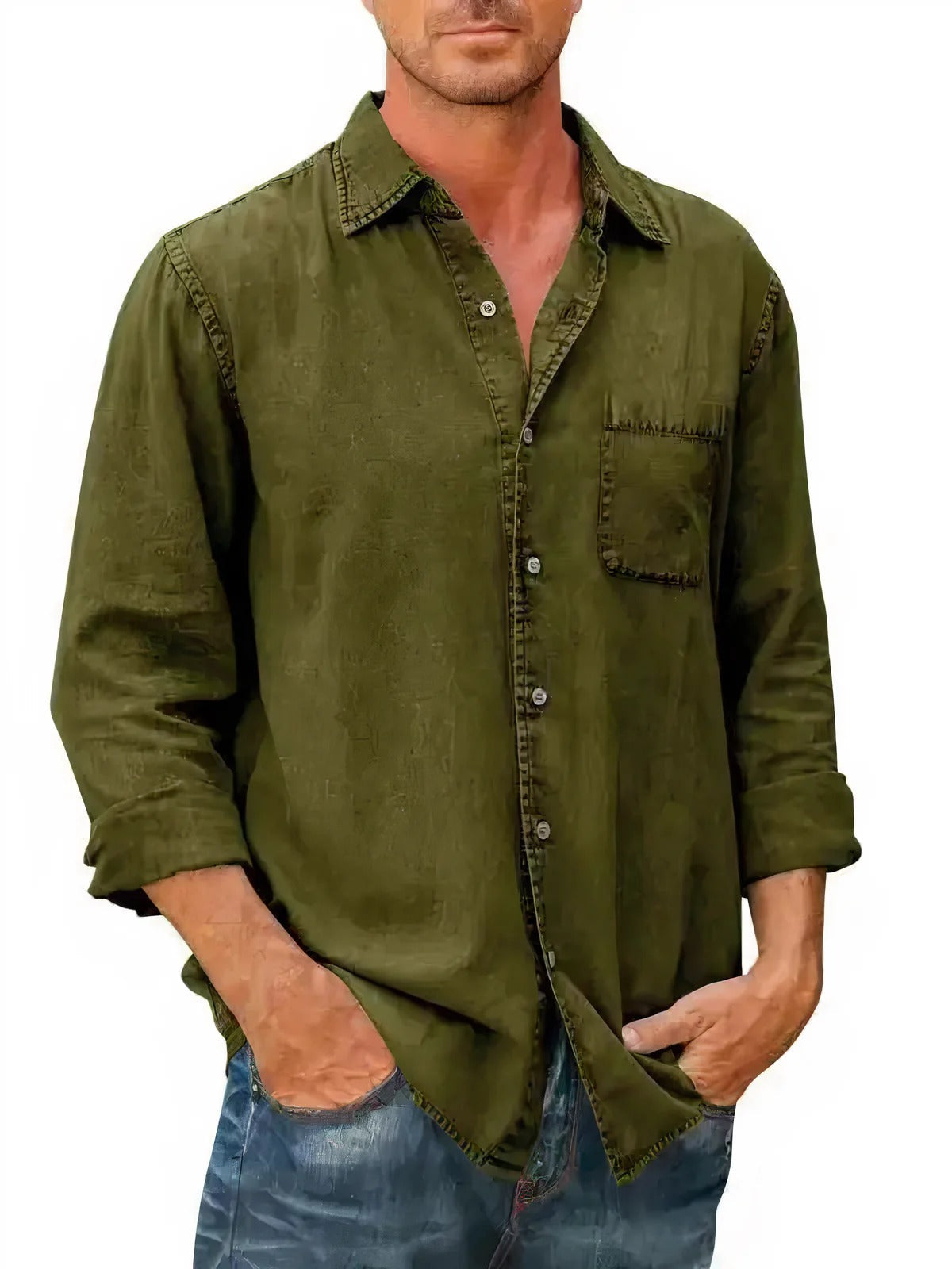 Long-sleeved denim shirt for men | Ideal for summer