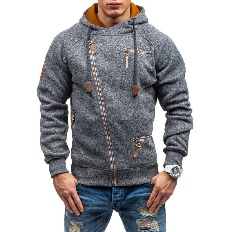 Asymmetric zippered jacket for men