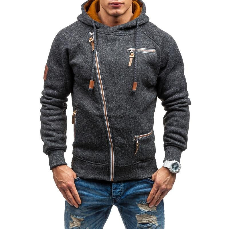 Asymmetric zippered jacket for men