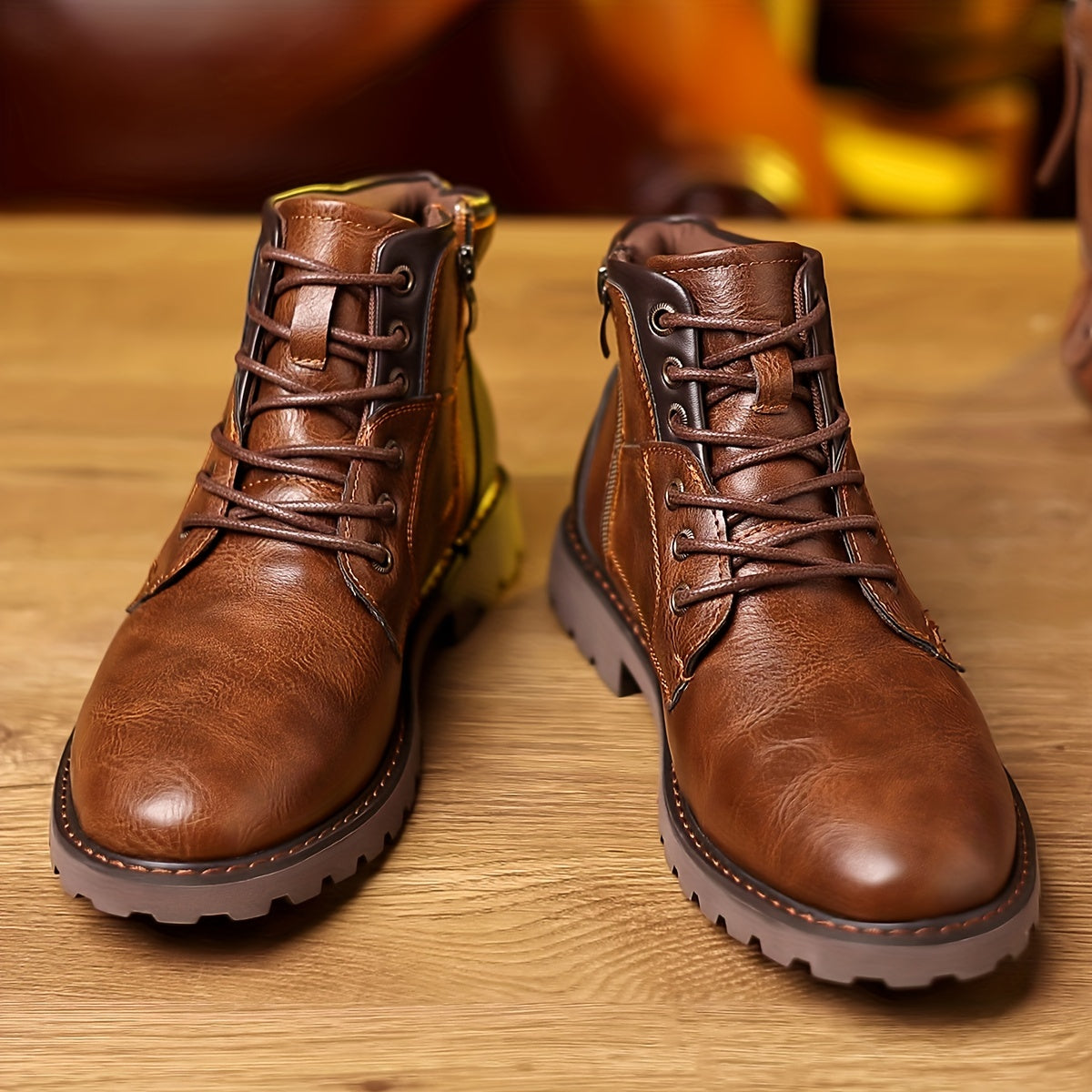 Mats - Men's leather boots with zipper