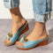 Comfortable wedge sandals in solid leather with flower