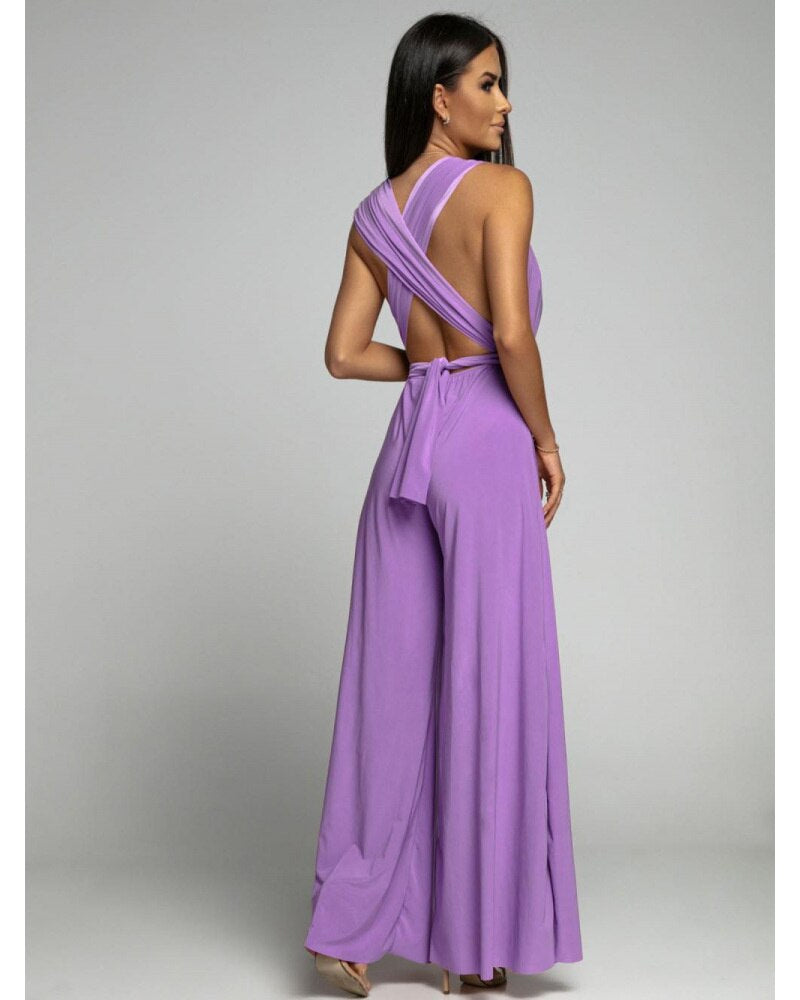 FlairFashion - Sleeveless jumpsuit with V-neckline