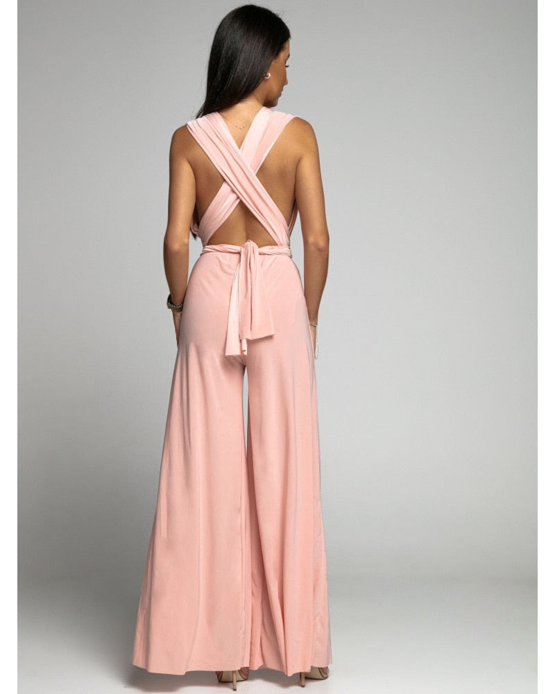 FlairFashion - Sleeveless jumpsuit with V-neckline