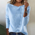 Blue solid sweater with long sleeves