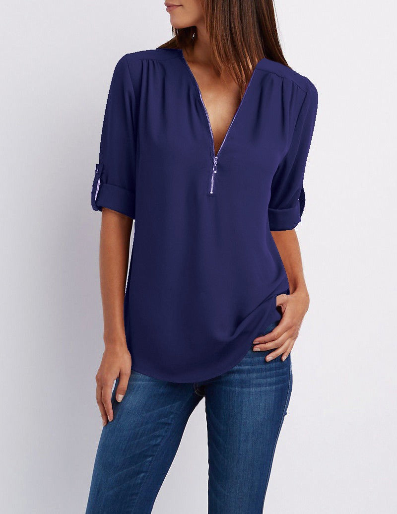 Adeline - chiffon blouse with zipper