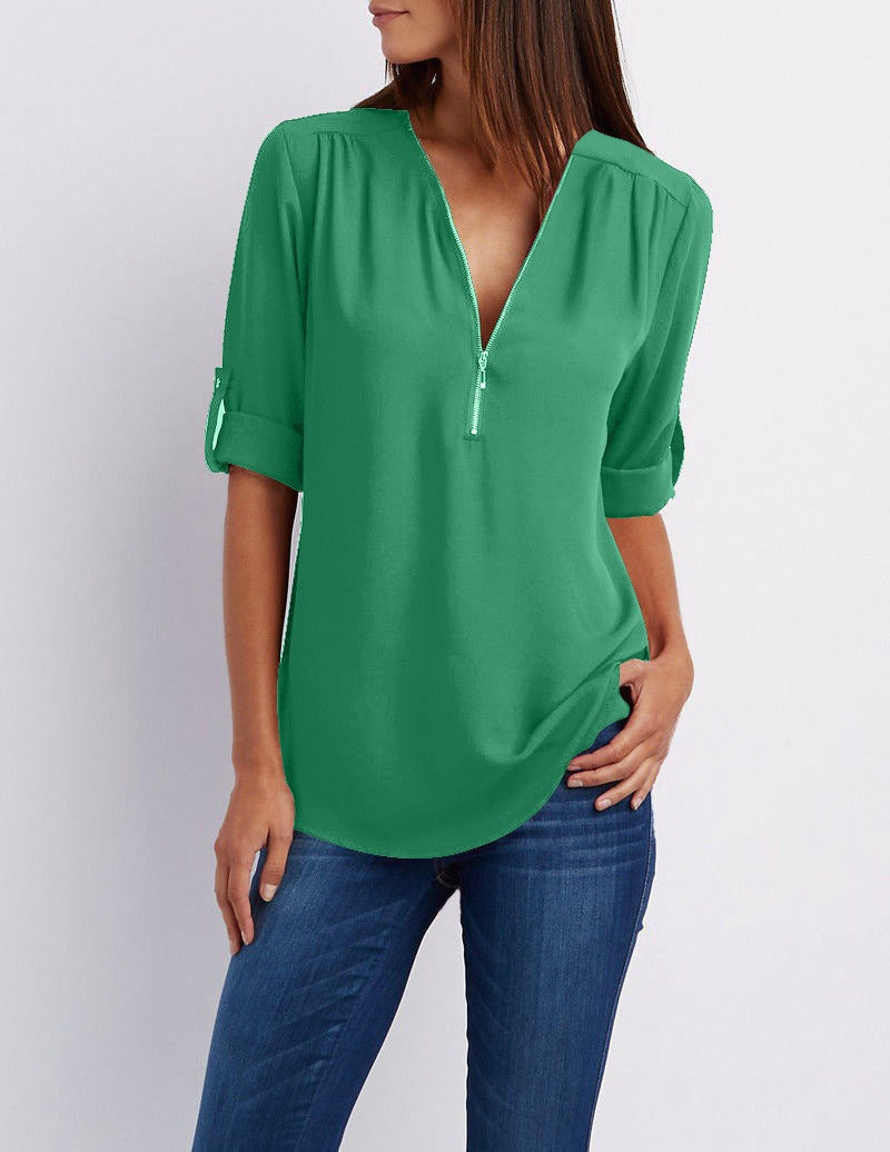 Adeline - chiffon blouse with zipper