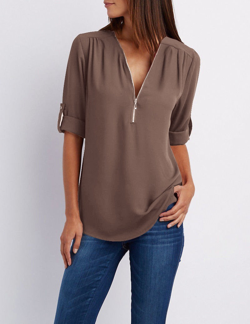 Adeline - chiffon blouse with zipper