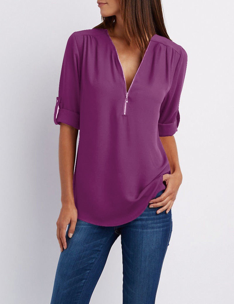 Adeline - chiffon blouse with zipper