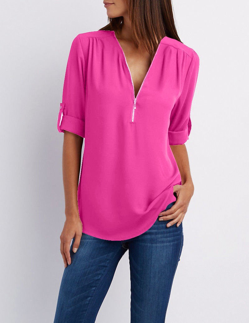 Adeline - chiffon blouse with zipper