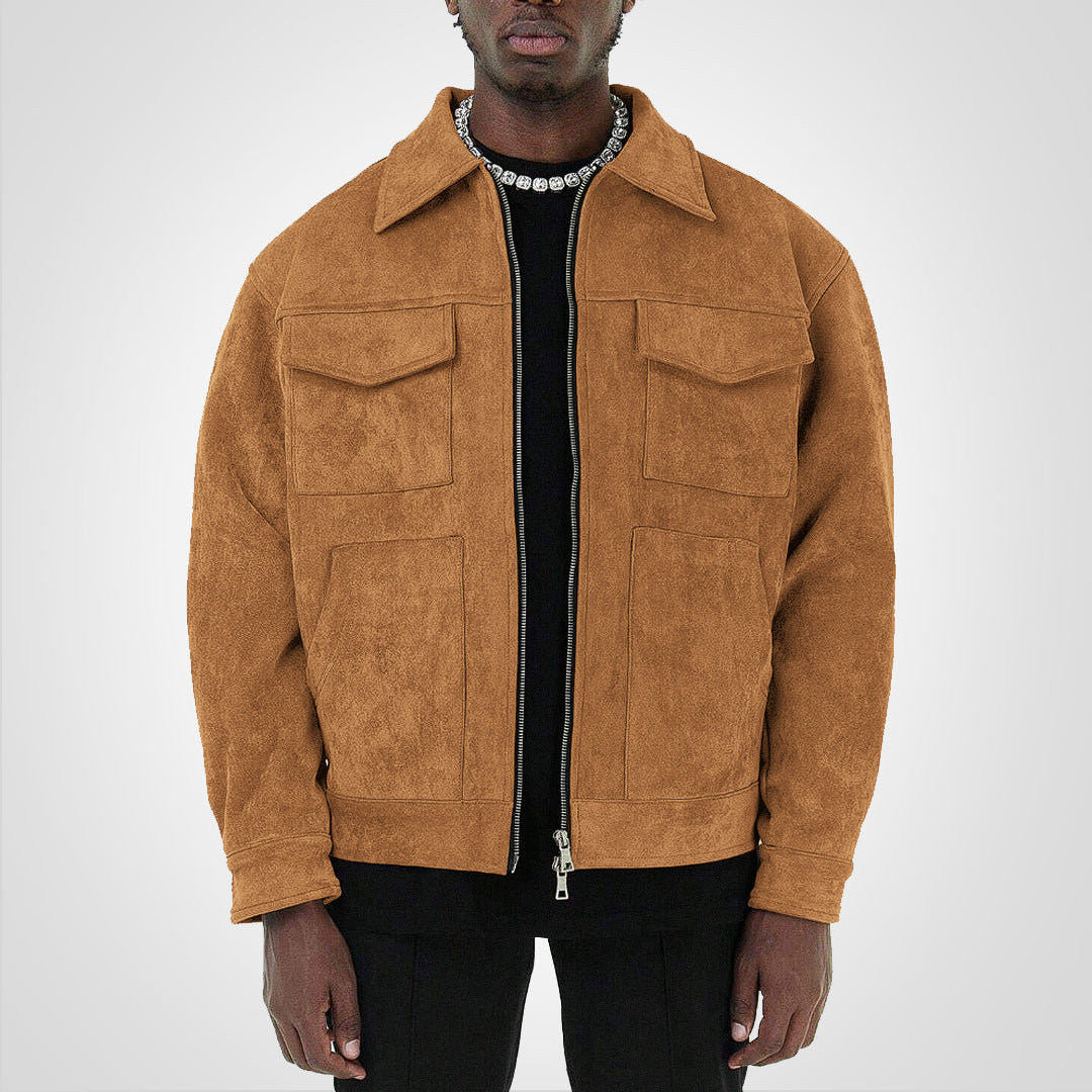 RetroStreet | Short suede jacket with zipper