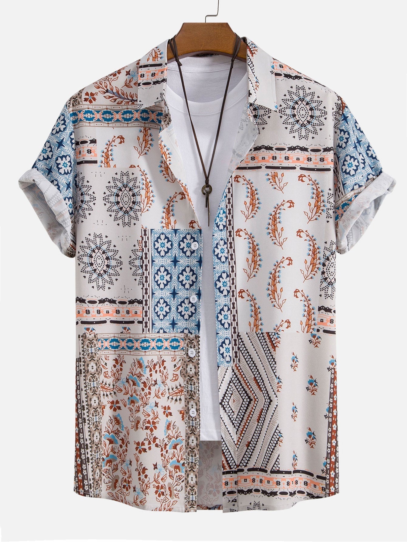 Scarf Print Button Up Shirt #Random pattern design#