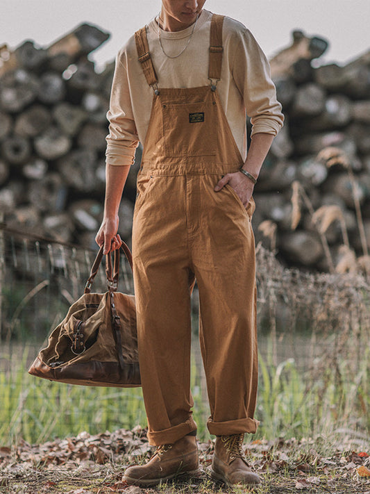 Unisex vintage-inspired canvas dungarees