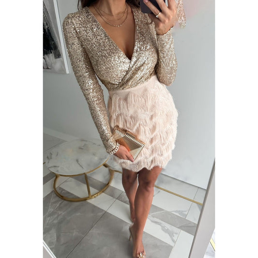 Elia dress with patchwork and fringes