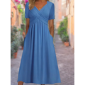 Women's Cross Over V-Neck Dress | Midi