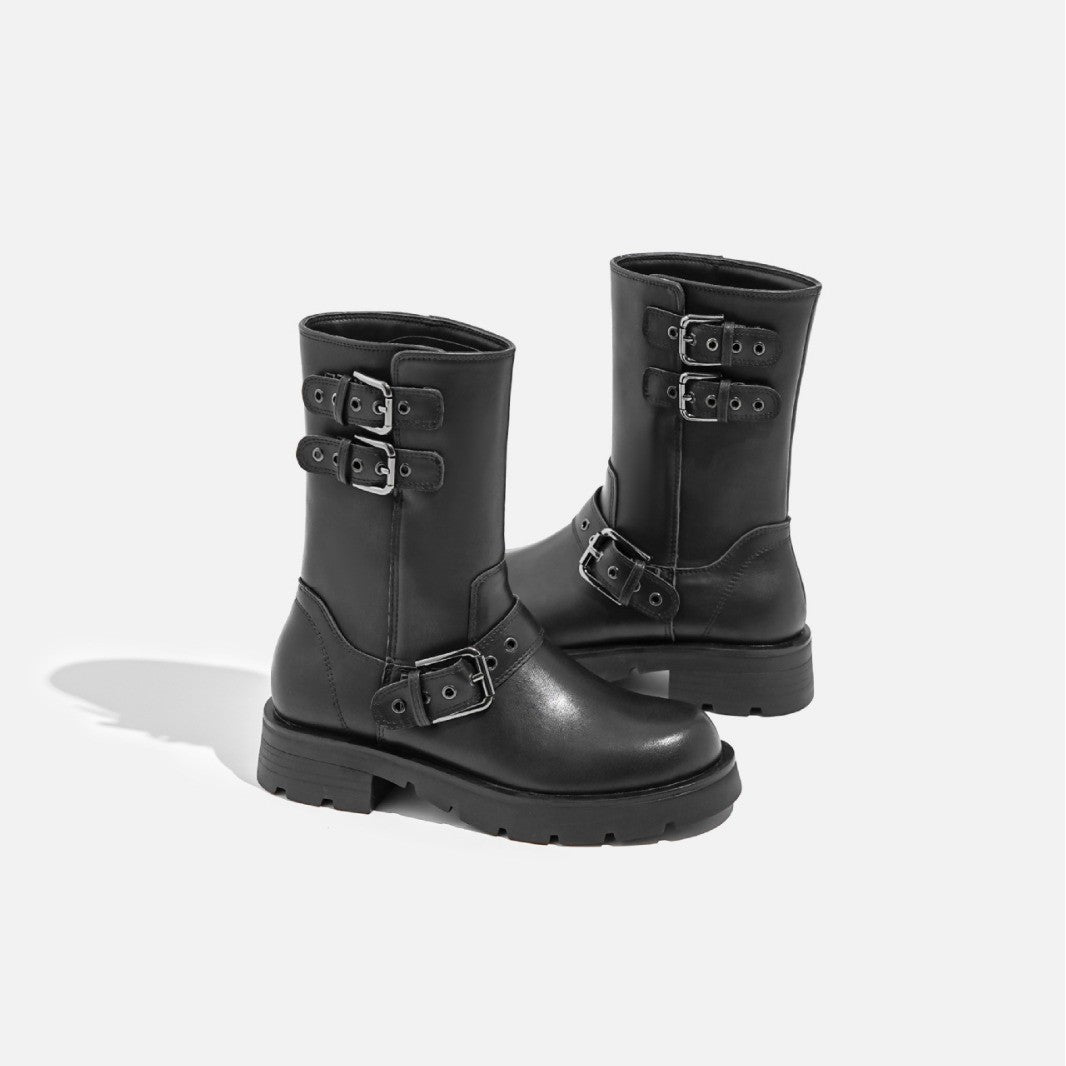 Women's Mid-Calf Biker Riding Boots