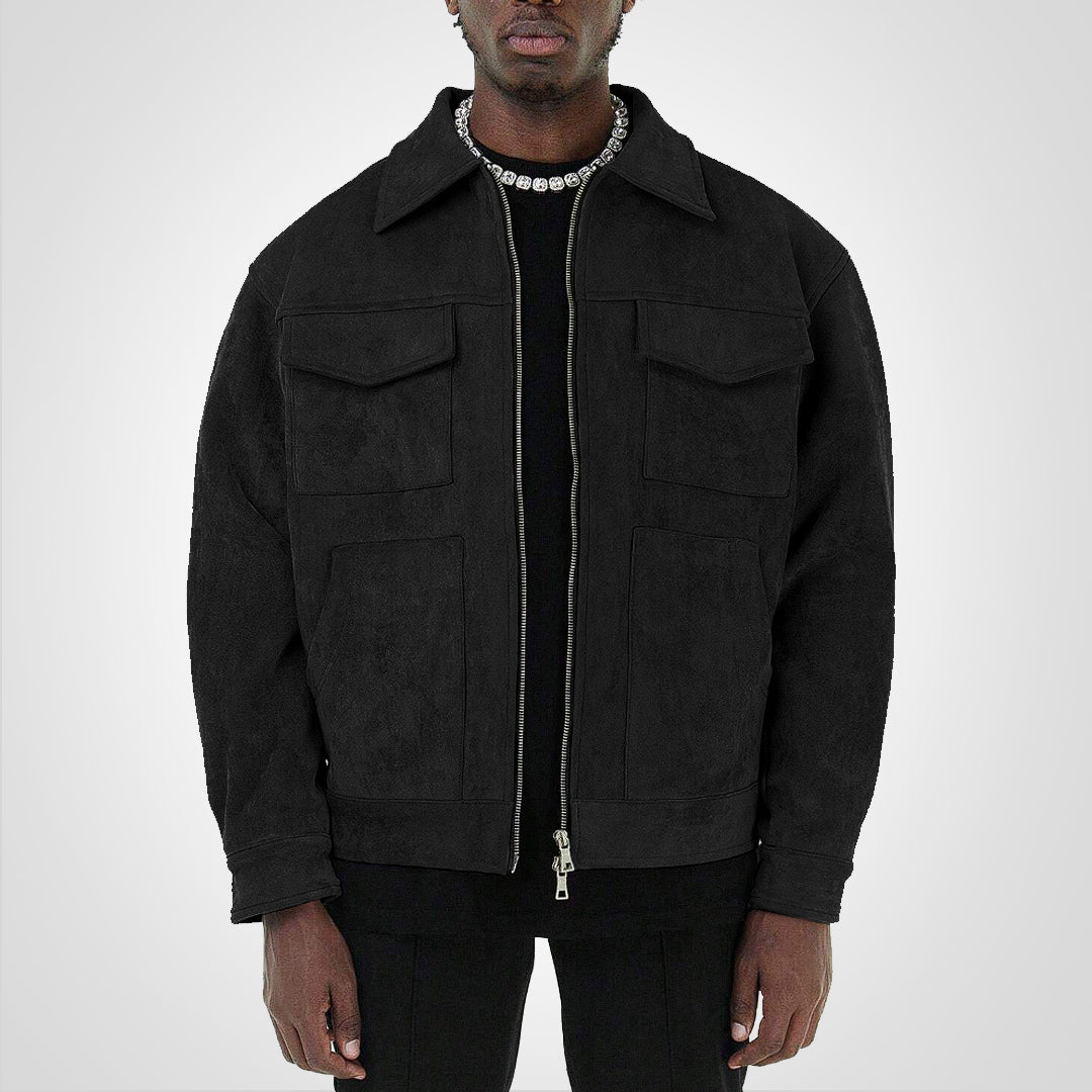 RetroStreet | Short suede jacket with zipper