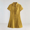 Chic Button Down Pleated Mini Dress