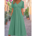 Women's Cross Over V-Neck Dress | Midi