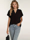 Women's - Summer Blouse - Lightweight Notch-Neck Top - Short Sleeves Casual Style - Perfect for Warm Weather