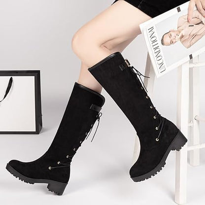 Lace-Up Back Knee-High Fashion Boots for Women