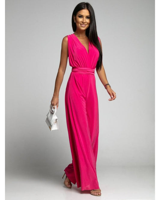 FlairFashion - Sleeveless jumpsuit with V-neckline
