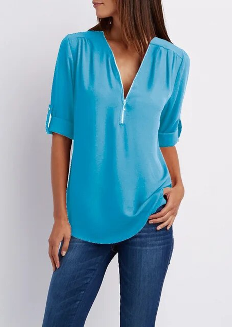Adeline - chiffon blouse with zipper