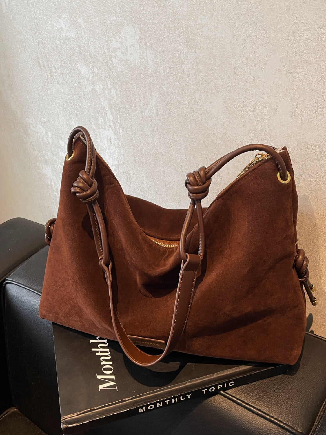 Large handbag in suede