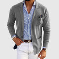 Elegant men's cardigan with pockets and lapel collar, solid color, long sleeves