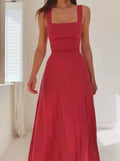 Zuleika Midi Dress | Women’s Fitted Midi Dress with Thick Straps and Square Neckline