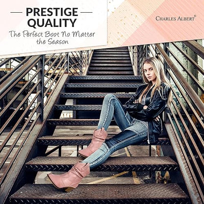 Modern Distressed Western Cowgirl Boots with Pull Tabs