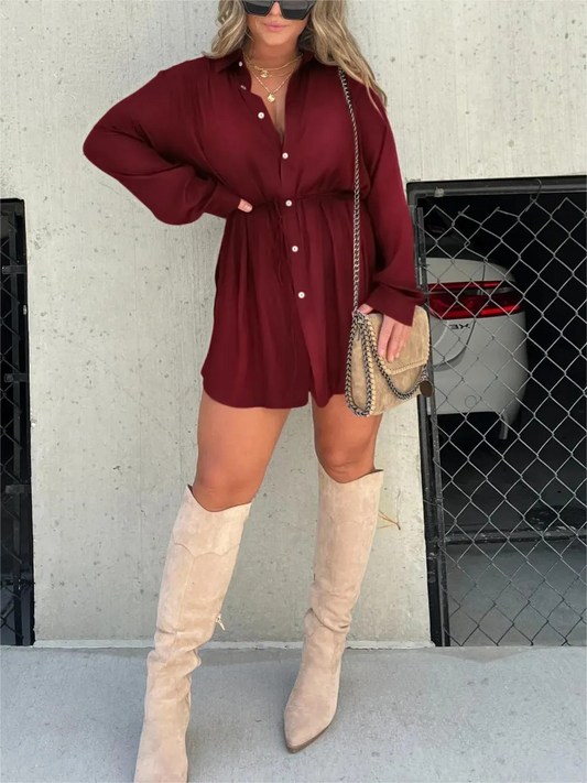 VYVA Trendy Satin Romper Dress