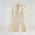 Chic Button Down Pleated Mini Dress