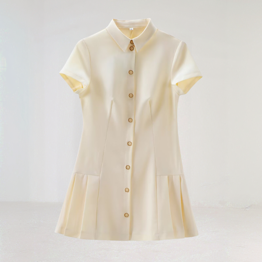 Chic Button Down Pleated Mini Dress
