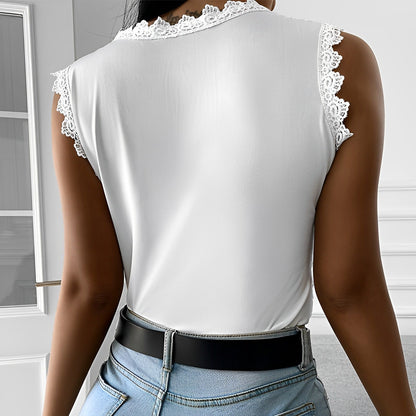 Intricate sleeveless lace blouse