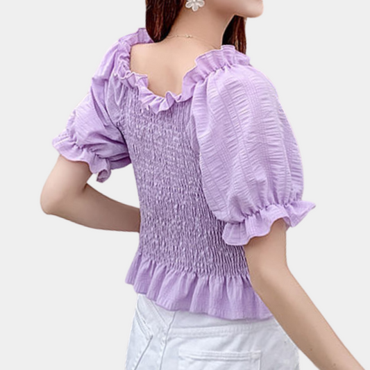 Agnes - Modern Summer Blouse with Puff Sleeves in Lightweight Fabric