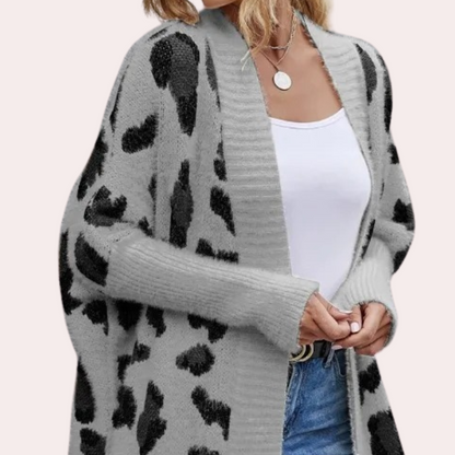 Orinthia - Fashionable women's cardigan with leopard print