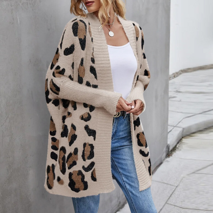 Orinthia - Fashionable women's cardigan with leopard print