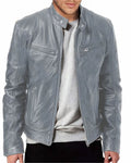 Men's leather motorcycle jacket - Erwan