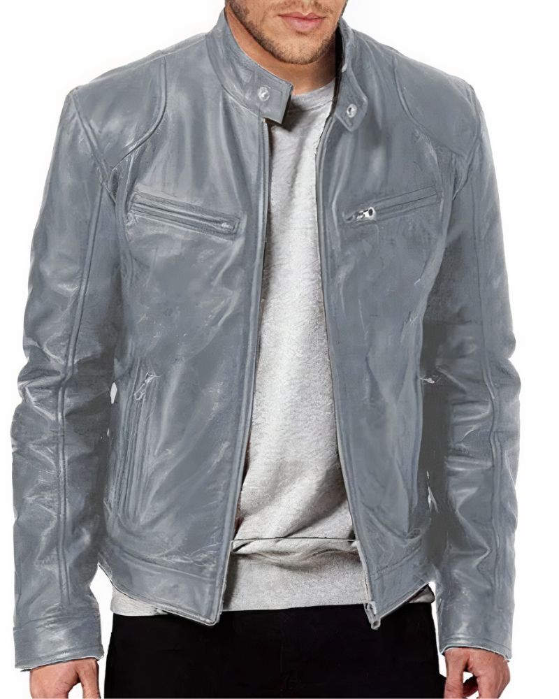 Men's leather motorcycle jacket - Erwan
